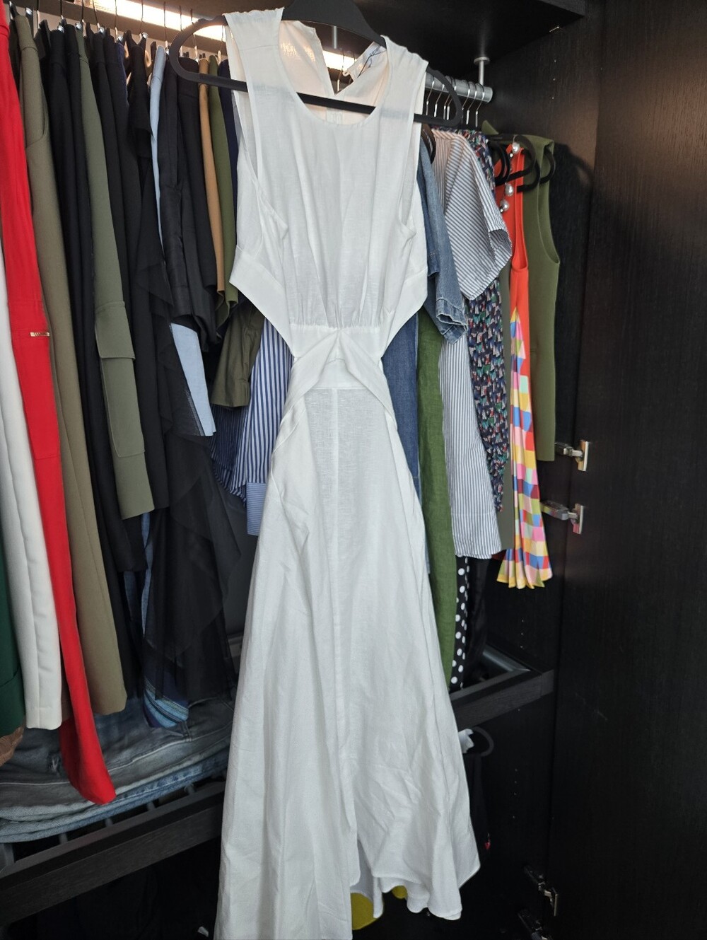 Women's Linen-Cotton Cut-Out Midi Dress